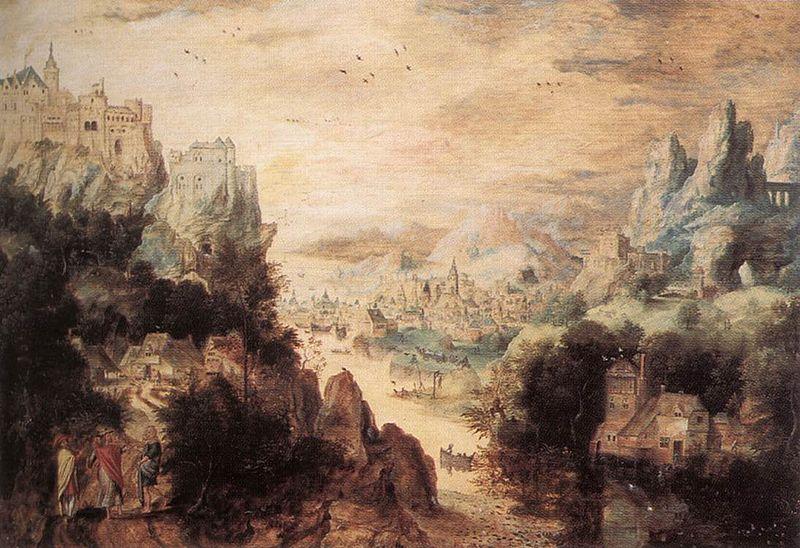 Herri met de Bles Landscape with Christ and the Men of Emmaus Norge oil painting art